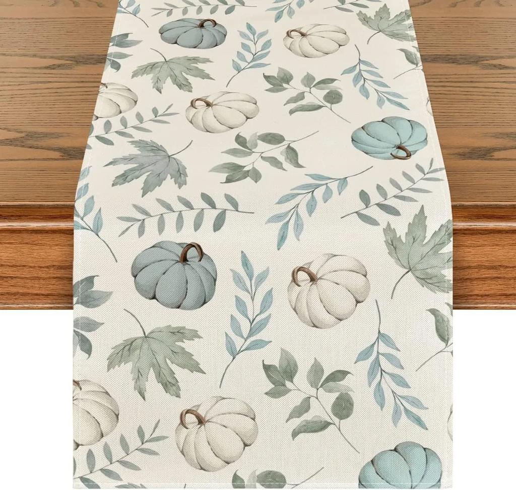 Дорожка для обеденного стола с кленовым листом и тыквой на День благодарения, для домашней кухни, для столовой, для вечеринки, моющаяся, многостильная