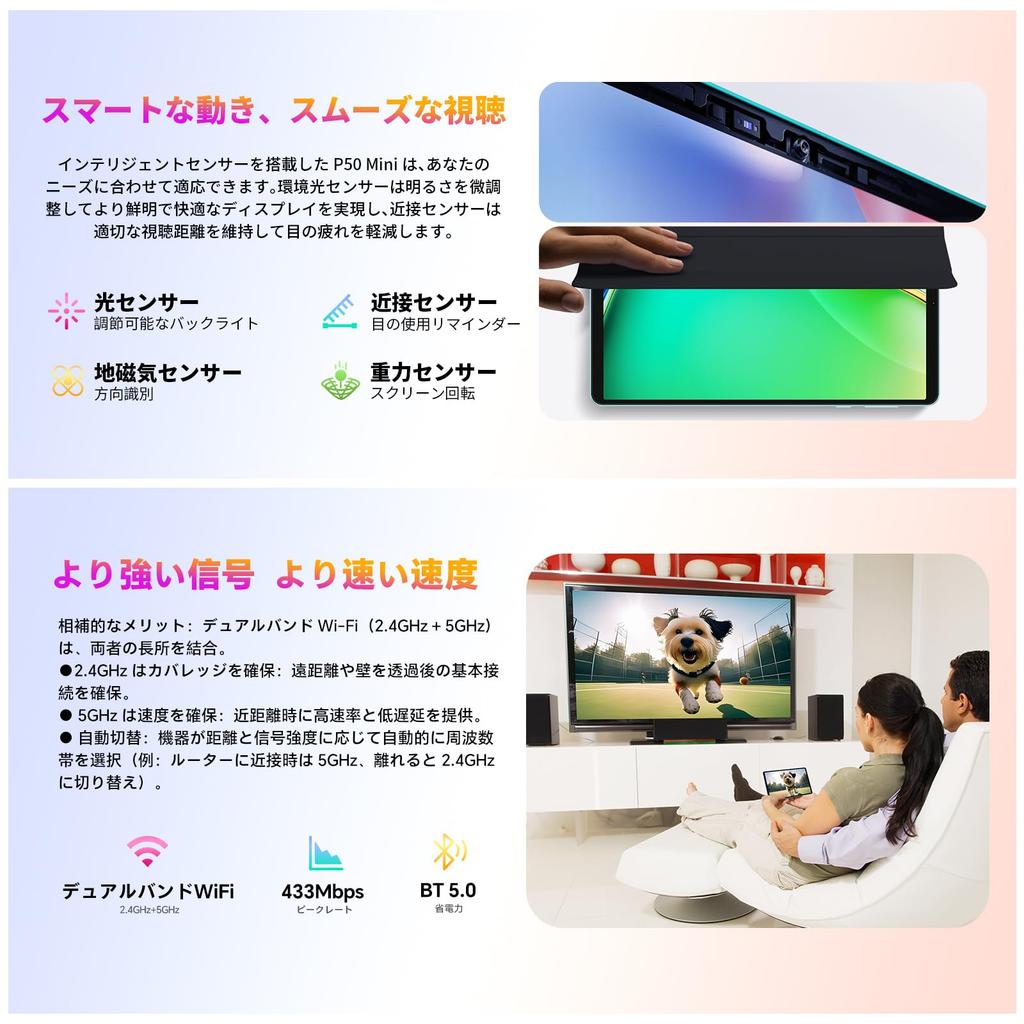 New TECLAST P50Mini Android 15 Tablet with 90Hz Refresh 12GB RAM 128GB 1TB T7200 at Widevine L1 Netflix Support GMS 5G WIFI 5000mAh Battery GPS OTG