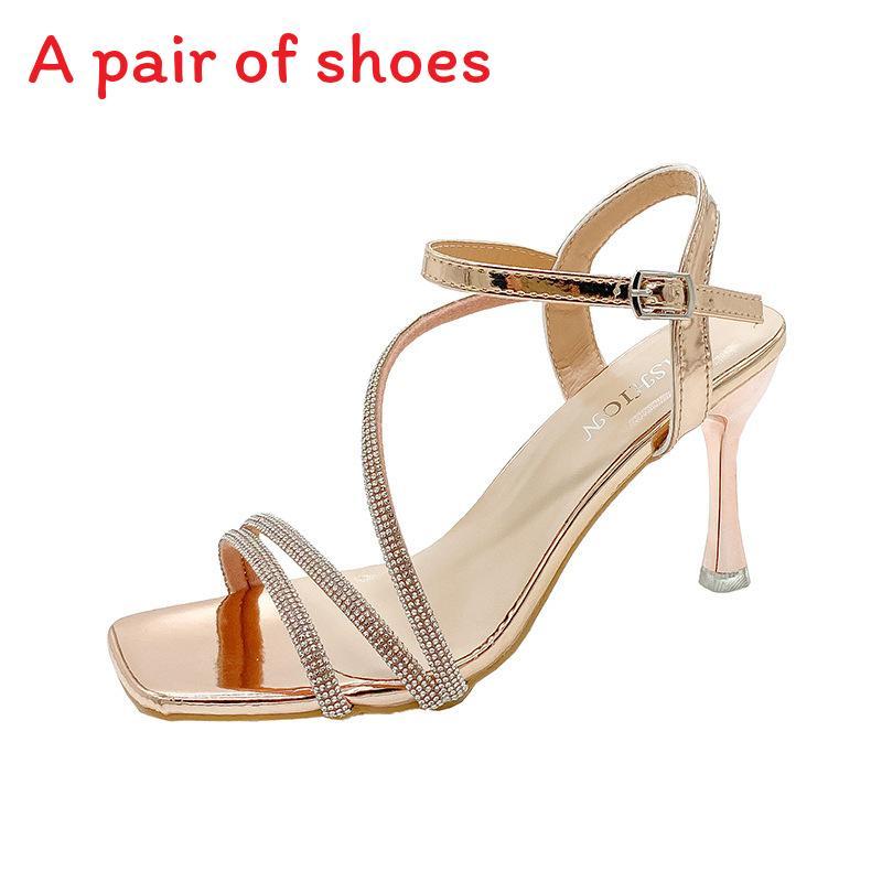 Fashion Slipon High Heels For Women With Waterdiamond Embellishments For Summer Parties