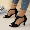 Women Sandals 2025 New Summer Fish Mouth Sandals Women Back Zipper Sexy Solid Color Comfortable High Heels Shoes for Women