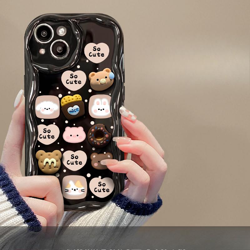 Подходит для Apple 15 Чехол для мобильного телефона iPhone14promax/13 Трехмерный ремешок в виде куклы-медведя 1/12 Силиконовый Xs/xr