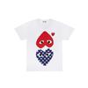 COMME des GARCONS PLAY Синий в горошек Красный Короткий рукав Белый Мужской AZT239