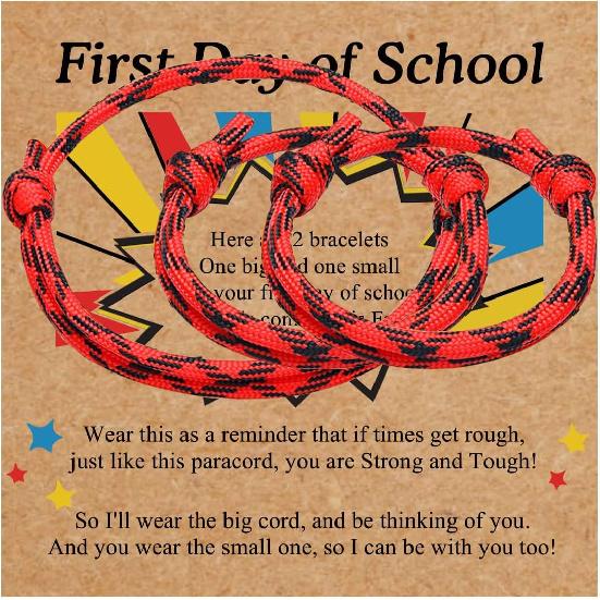 Браслет "Первый день в школе", Парные браслеты для мамы и ребенка (сына/дочери) из паракорда, Браслеты "Снова в школу", Подарок-пожелание для мамы, сыновей, папы, дочерей, Украшения