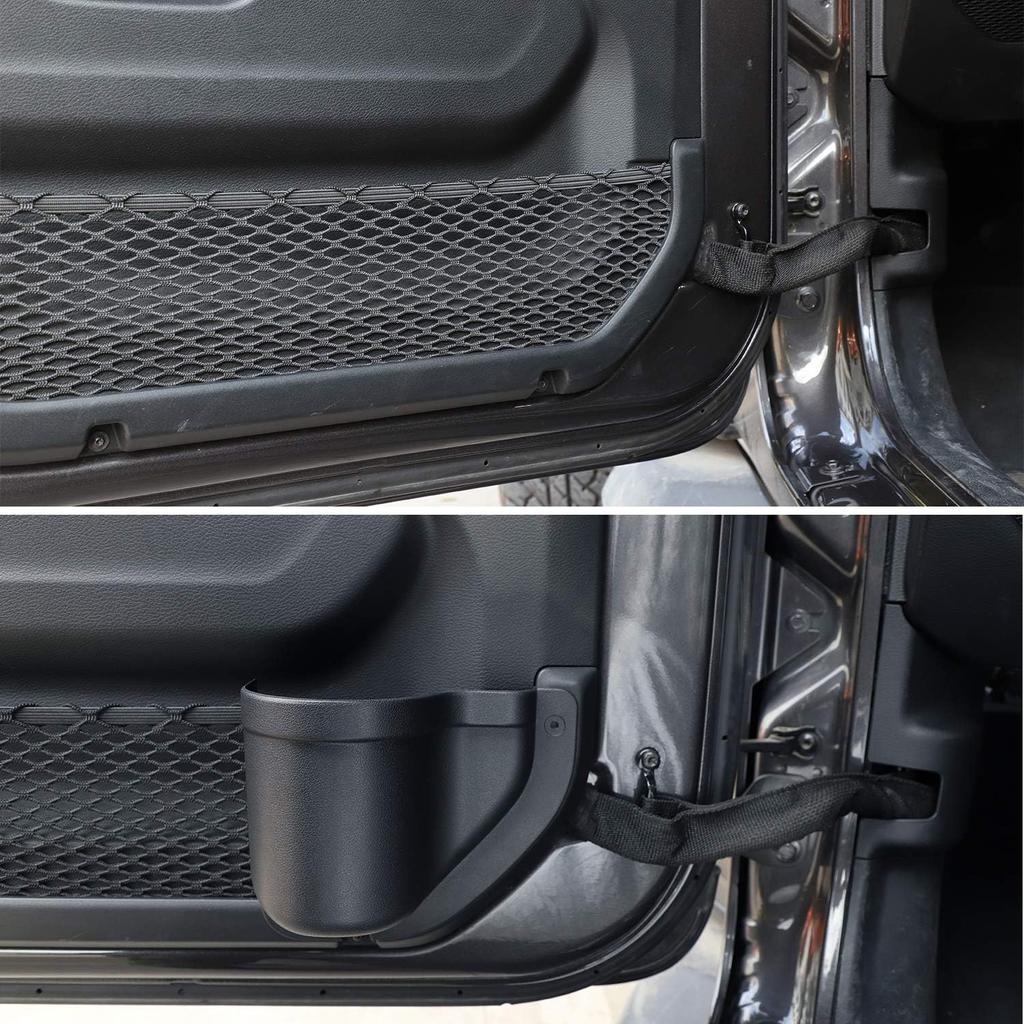 JeCar Door Pocket Front Door Storage Box Door Cup Holder Interior Accessories Compatible With Jeep Wrangler 2018- JL JLU 2/4-Door, Black
