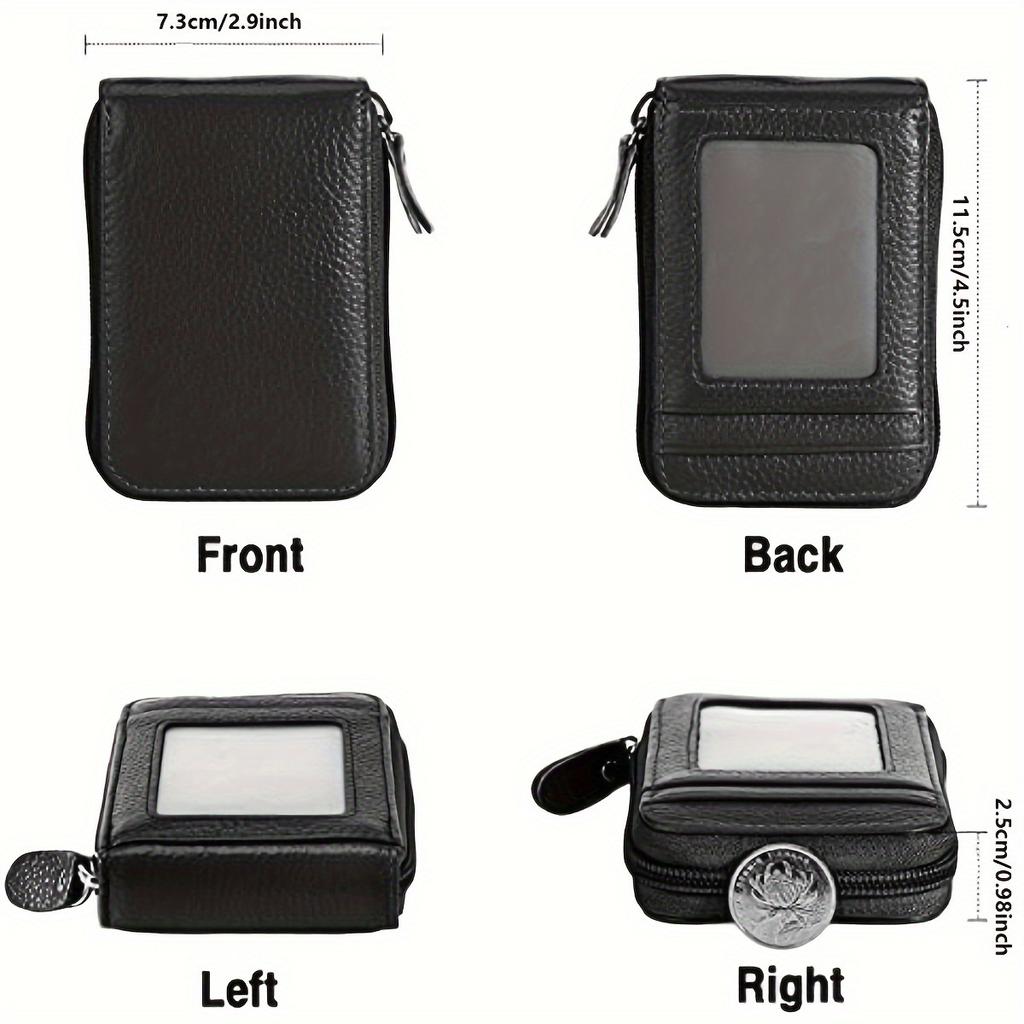 Credit Card Wallet with 12 Card Holder for Men Women Ladies Walletsipper, Genuine Leather Anti-Theft Credit