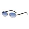 Personalized Oval Frame Sunglasses Women Men Retro Metal High-end Sun Glasses Luxuy Frameless Trimming Traveling UV400 Eyewear