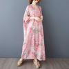 Summer Vacation Style V-neck Retro Cotton and Linen Dress