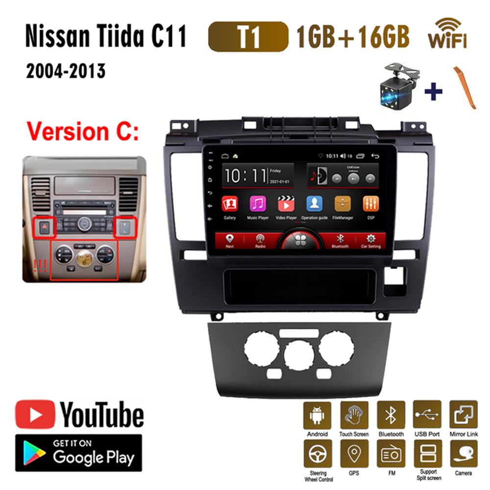 Автомобильный радиоприемник на базе Android Carplay для Nissan Tiida C11 2004-2013, мультимедийный видеоплеер, GPS-навигация, WIFI, 2 + 32 ГБ