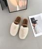 2025 осень и зима пушистые тапочки с круглым носком среднего размера телесного цвета плюшевые в горошек удобные корейская версия сумка на голову толстый каблук