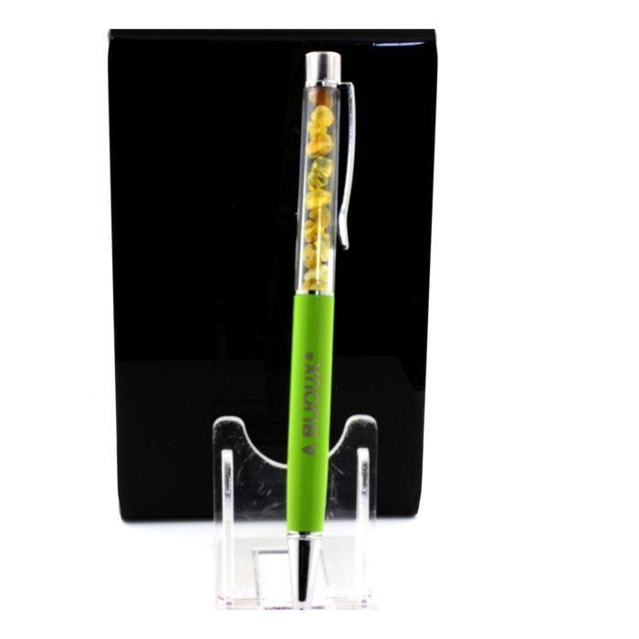 Stones and Minerals. Australian Yellow Opal Mineral Pen. Apple Green Color.