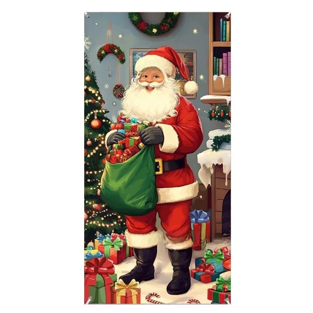 Door Hanging Christmas Door Banner Background Holiday Props Door Curtain Atmosphere Arrangement Old Man Snowman Door Banner