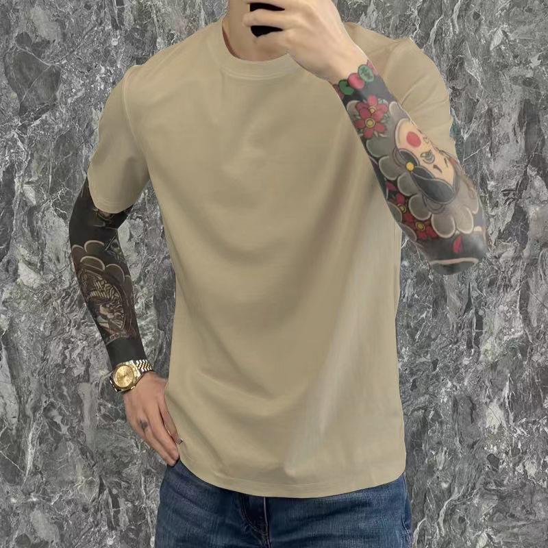 Футболка с короткими рукавами, мужская трендовая футболка из Instagram, повседневная однотонная одежда с круглым вырезом для мужчин