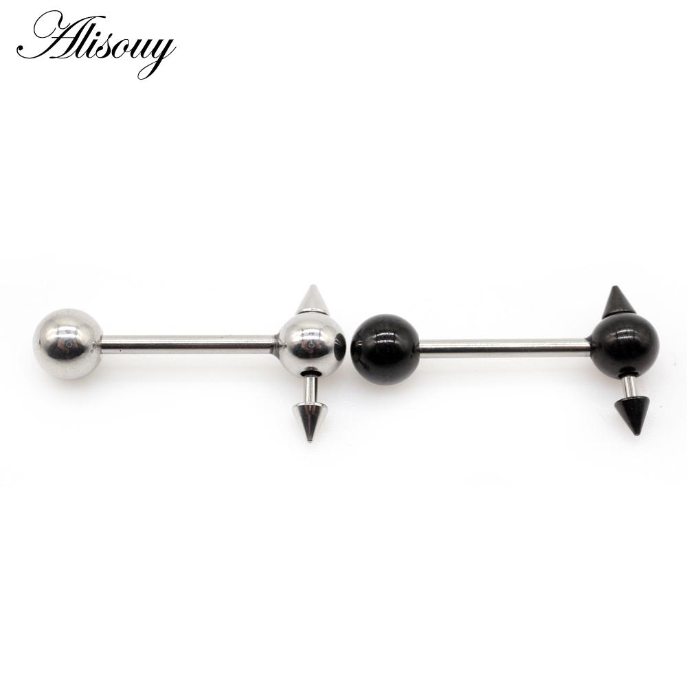 Alisouy 1 шт. скользящий конусный шар из нержавеющей стали штанга для пирсинга языка нить унисекс 14 г губные кольца для губ ювелирные изделия для тела