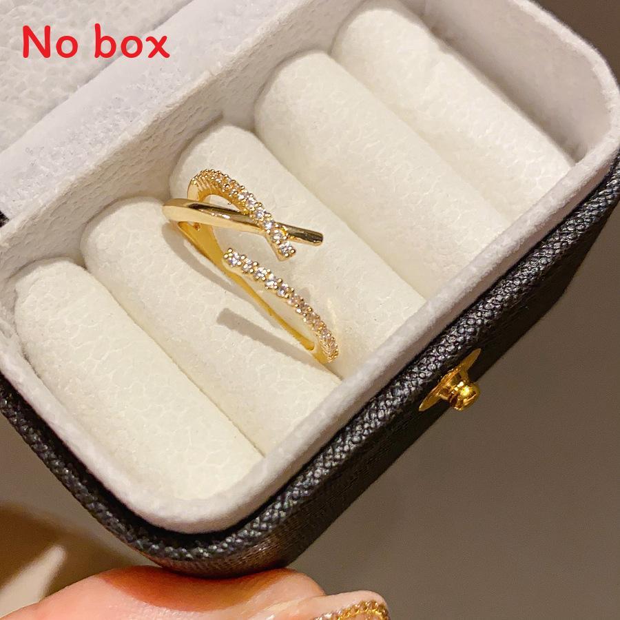 Copper Zircon Geometric Open Ring For Female Dressy Hand Jewelry