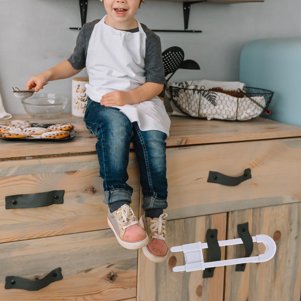 Baby Sliding Cabinet Locks Adjustable U Shaped Baby Safety Locks for Kitchen Bathroom Drawer