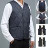 Men Velvet Quilted Waistcoat V-Neck Sleeveless Single-Breasted Design Snap Buttons Thickened Plush Lining