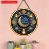 2D Flat 20*20cm 1pc EID Mubarak Bright Moon&Flowers&Lantern Pretty Round Wooden Pendant, Star Sky Theme Gorgeous Retro Style Ceiling Hanging Ramadan