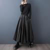Большого размера Черный С высокой талией винтажный Весна осень повседневный свободный длинный для женщины юбки женская юбка