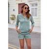 Женский новый весенне-летний однотонный свободный костюм с V-образным вырезом и рукавами средней длины, с шортами и карманами