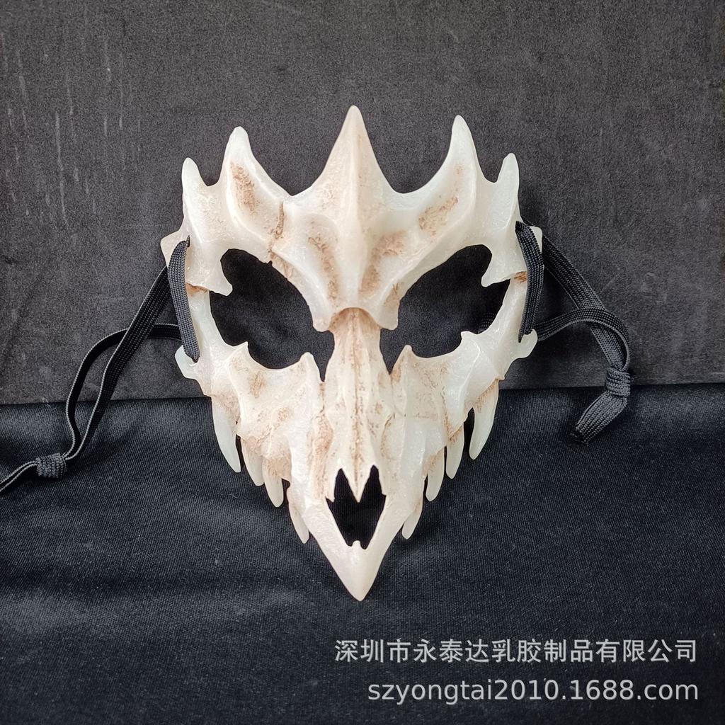 Quadratic Element Halloween Dragon God Series Mask Realistic tiger tooth bone resin horror mask, Japan