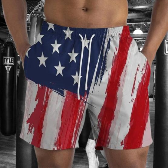 USA America United States Flag Boxing Muay Thai Kickboxing Shorts 3D Print Training Unisex Men Women Fitness Gym Sport Workout Casual Streetwear