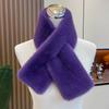 Women's Scarf Winter Warm Thicken Cross Collar Muffler Solid Color Faux Rabbit Fur Cold Proof Scarves Soft Furry Neck Warmer