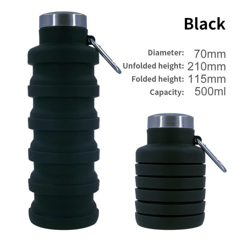 Outdoor Activity Travel Athletic Cup Bpa Free Folding Silicone Water Bottle Portable Retractable Drinking Cup Dropshipping With Carabiner