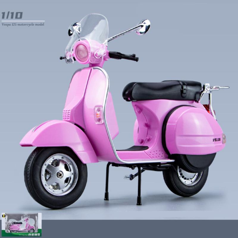 1/10 Vespa 125 Сплав Досуг Модель Мотоцикла Литые Металлические Классическая Модель Мотоцикла Симуляция Звука и Света Детские Подарки