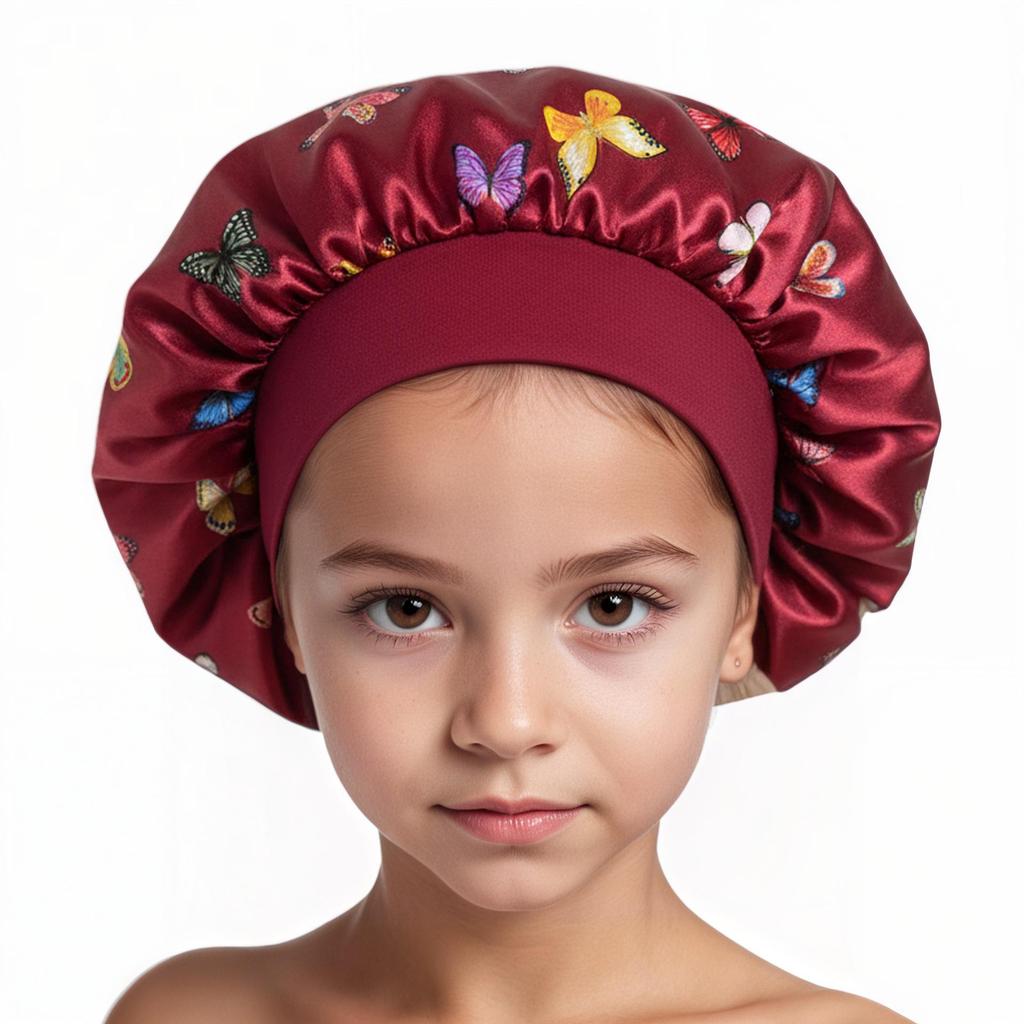 Children's Satin Sleep Cap - Soft Elastic Silk-like Hair Care Hat