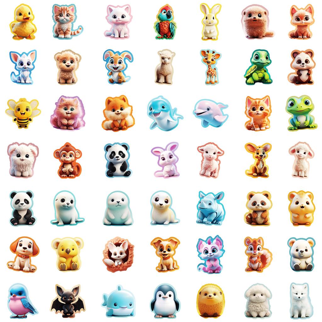 100 3D Маленькие животные Мультфильм Милые наклейки Кит Панда Кошка Кошка Наклейки Diy Багаж Блокнот Украшения