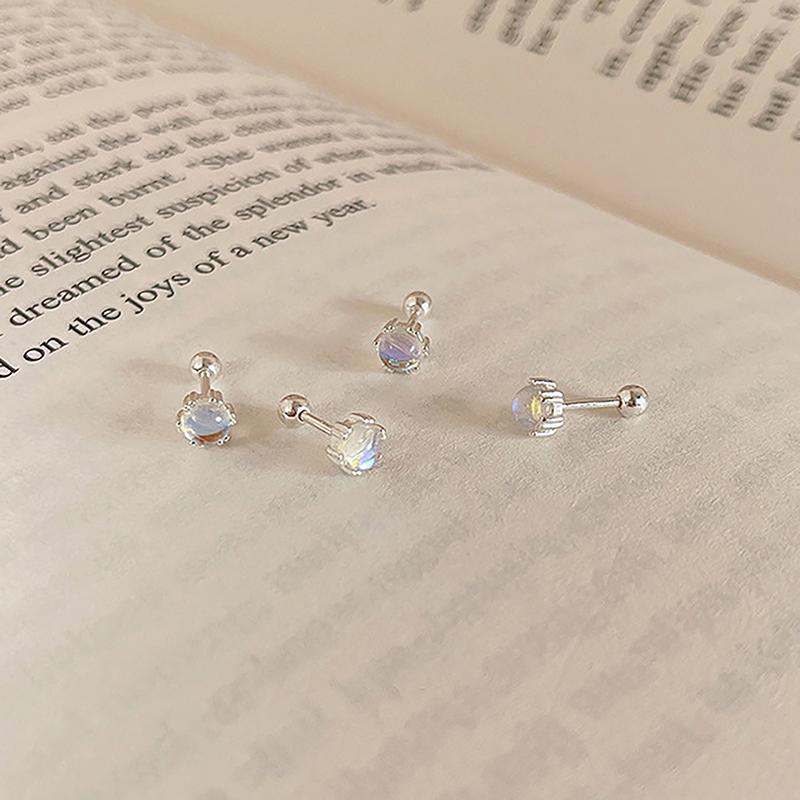 1 пара сережек-гвоздиков с лунным камнем в форме уха и гвоздя для женщин и девочек