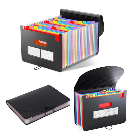 Органайзер для файлов-гармошек с 12/24/36 карманами, расширяющаяся папка для файлов формата А4, органайзер для бумажных документов и квитанций для классной комнаты, домашнего офиса