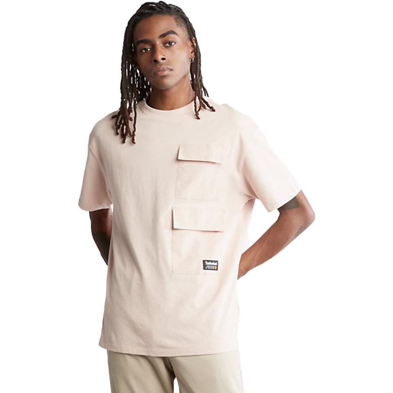 Timberland Casual Sports Round Neck Solid Loose Short Sleeve Drop Shoulder T-Shirt Men Tops Pink A291G-662