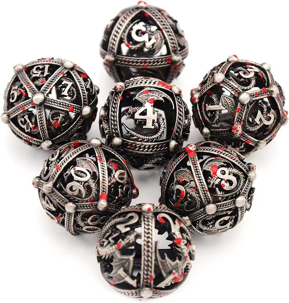 Zinc Alloy Hollow Polyhedral Colored Dice Set for D&D Dungeons & Dragons Role-Playing Board Game Right Angle