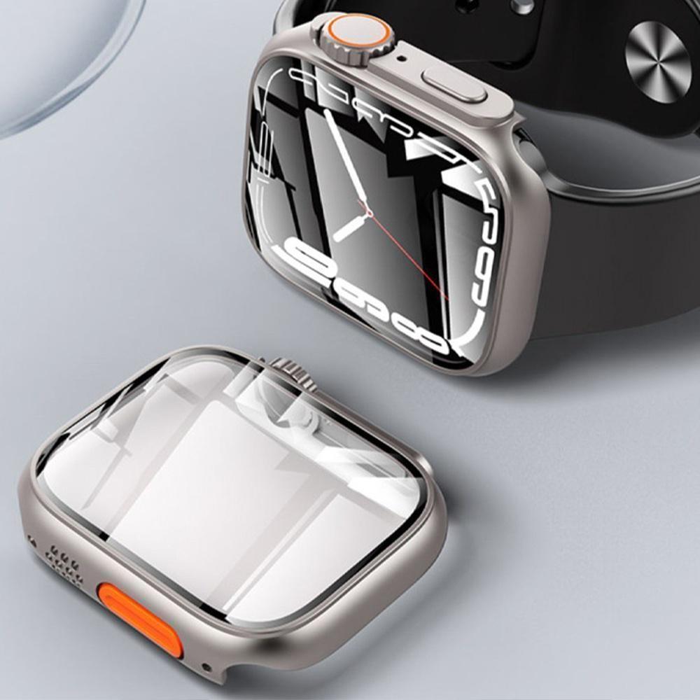 Корпус из закаленного стекла + чехол для часов ПК для Apple Watch 8 7 45 мм 41 мм 44 мм 40 мм Обновление до Apple Watch Ultra 49 мм Защитный бампер-экран