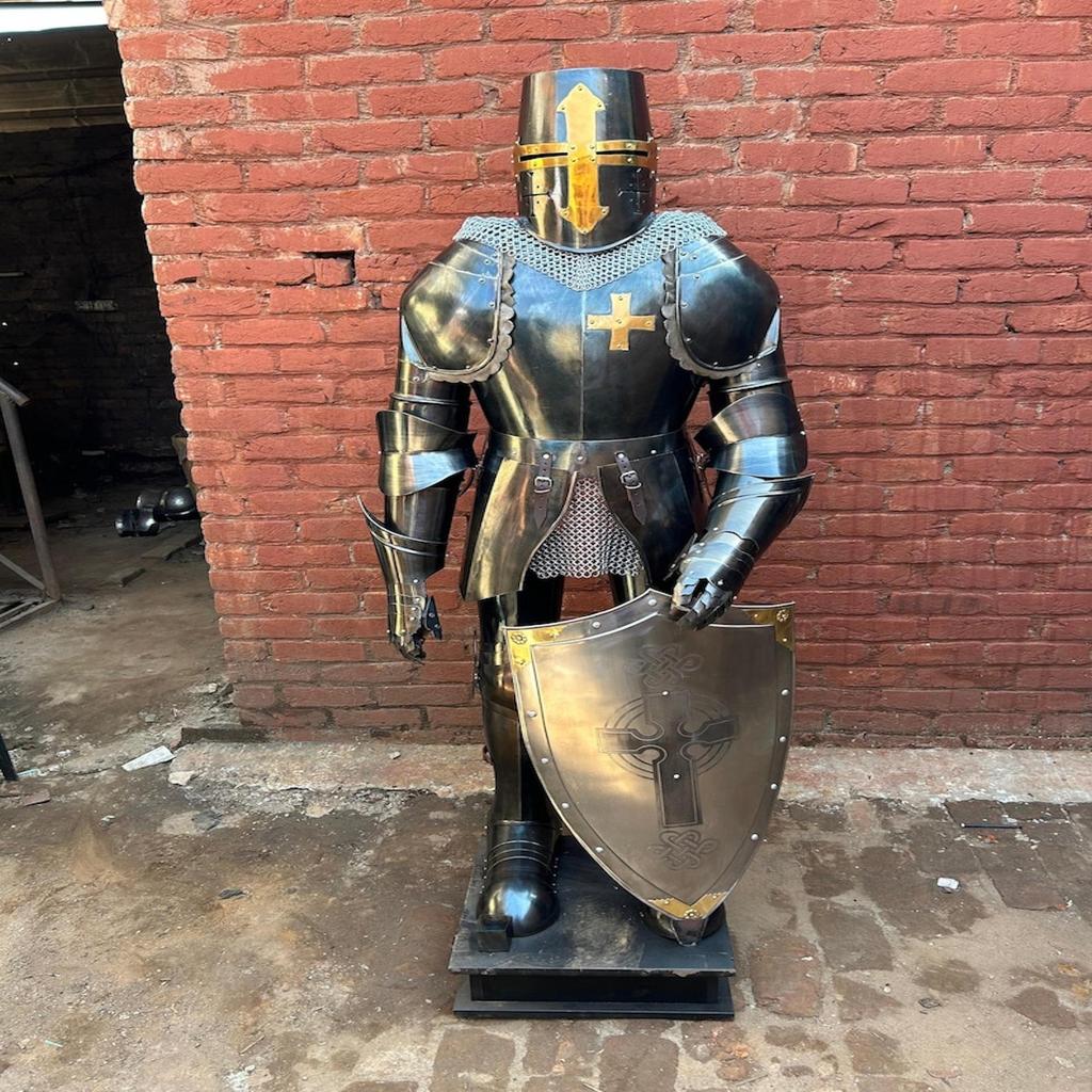 Medieval Templar Knight Armor Suit | Armor Gauntlets | Halloween Cosplay Accessories | Halloween Role Play Costume ~ Larp Armor Stee