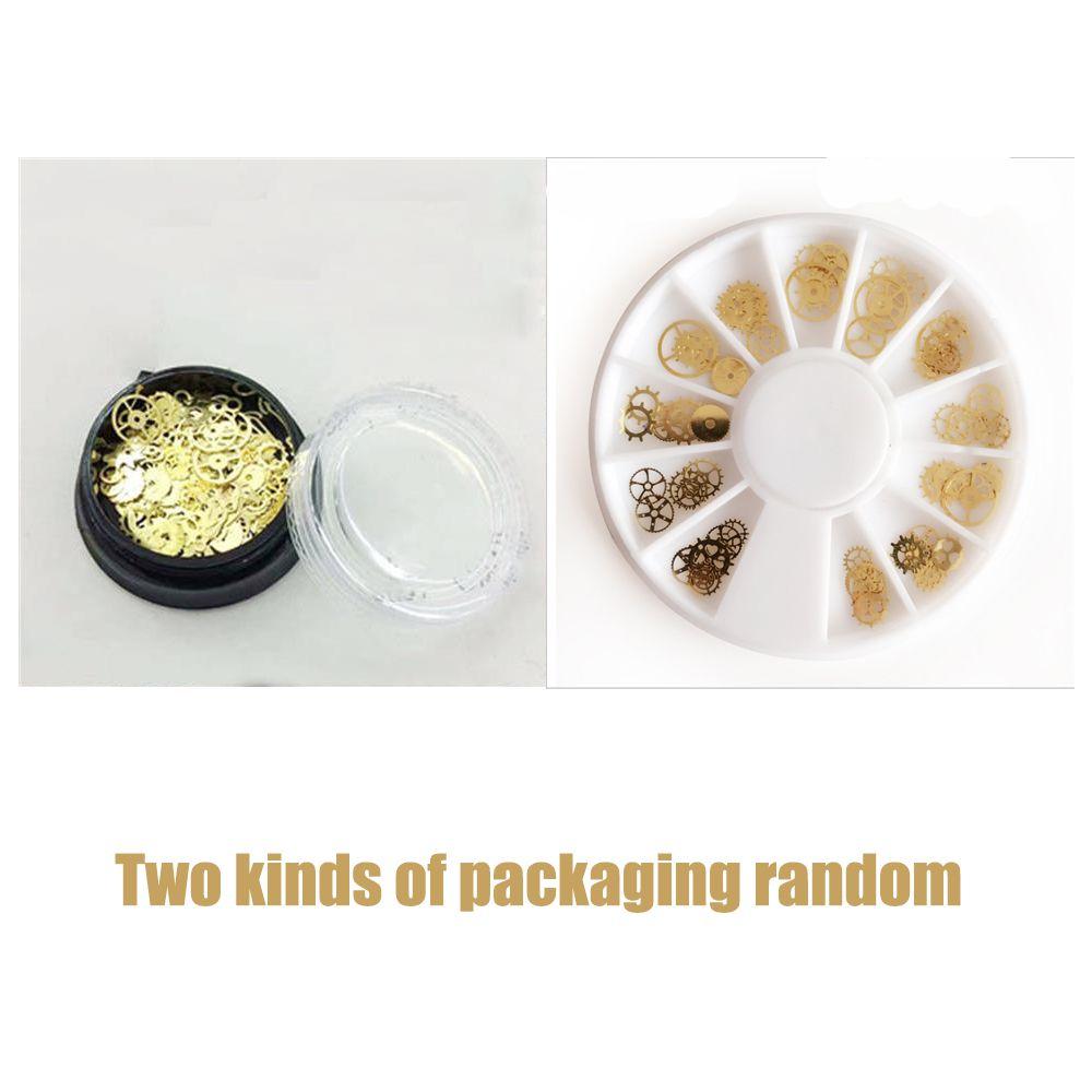 Punk DIY Tips Time Gear 3D Flakes Nail Sequins Manicure Decor Hollow Metallic