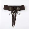 Leopard Print West Cowboy Waist Belt Trouser Decoration Pu Waistbands Splicing Rings Belt  Daily