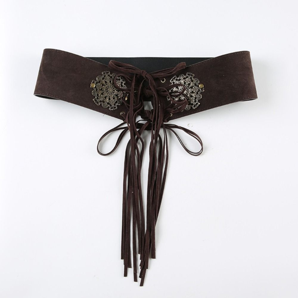 Leopard Print West Cowboy Waist Belt Trouser Decoration Pu Waistbands Splicing Rings Belt  Daily
