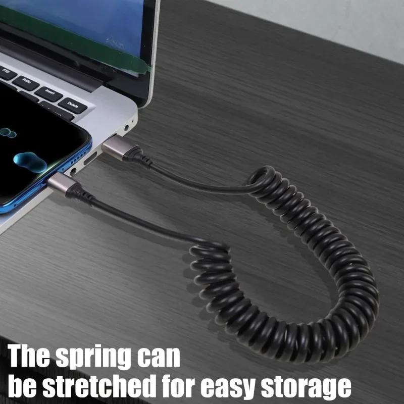 6A USB Type C кабель для быстрой зарядки USB\Type-C на Type-C Carplay пружинный кабель для iPhone 12 13 14 Xiaomi Samsung Huawei кабель для передачи данных