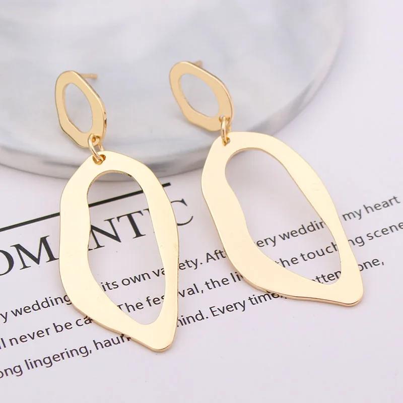 Simple Design Irregular Geometric Earrings For Women Trendy Metal Drop Earrings Pendientes Fashion Jewelry