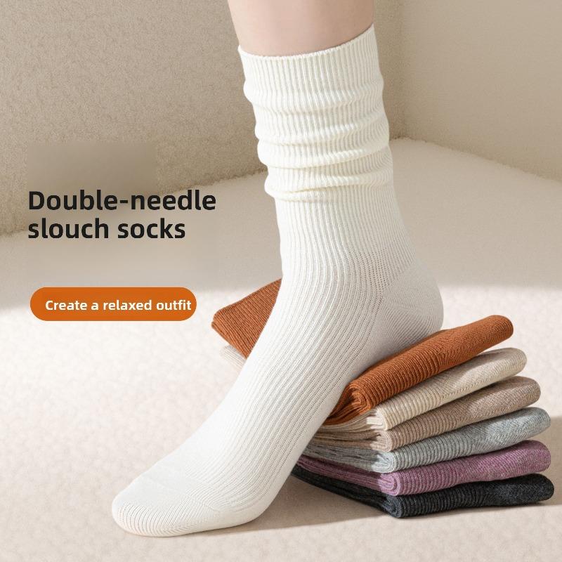 3 Pairs of Female Autumn and Winter Pure Cotton Moon Son Boneless Long Tube Pile Socks