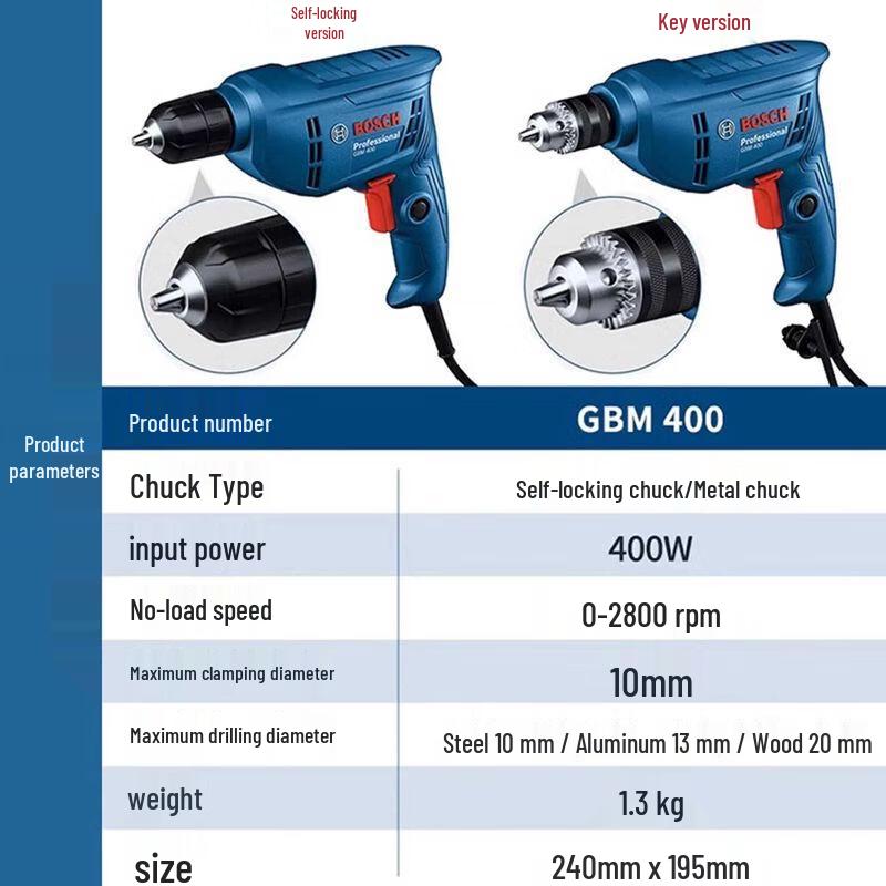 Bosch GBM400 Electric Drill & Screwdriver Kit CN plug (adapter included)