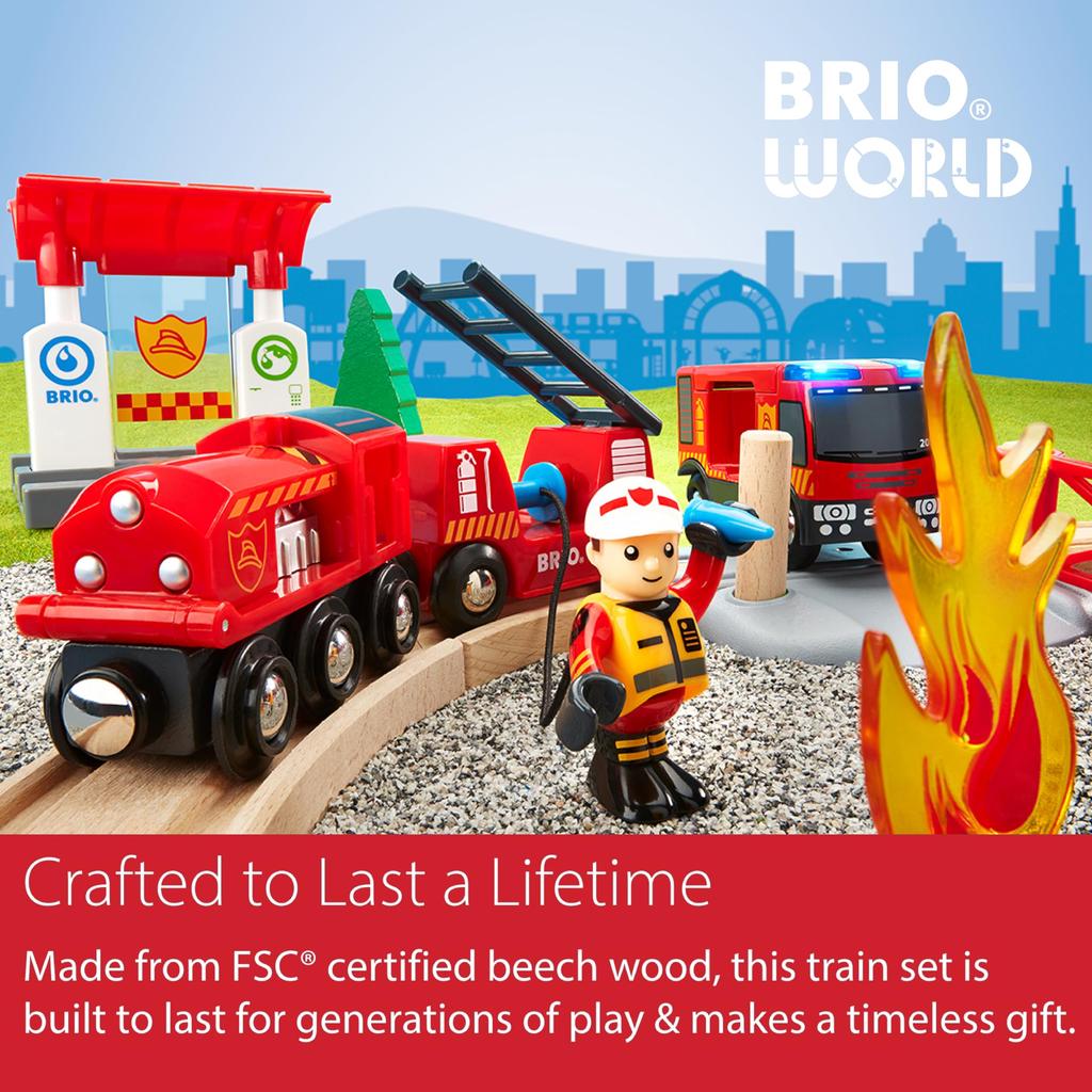 BRIO Деревянная железная дорога Образовательная игрушка Набор Пожарная служба (Возраст 3+) 33815 День рождения, Рождество, Подарок, Игра в помещении, Мальчики, Девочки