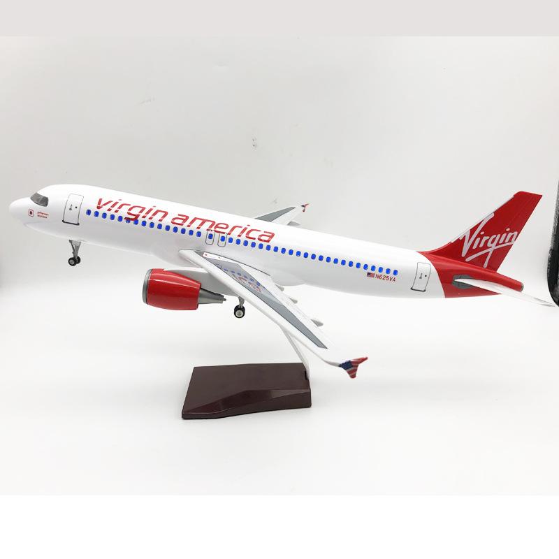 Литая смола Модель самолета 1/80 47СМ Самолет A320 Авиалинии Virgin Air Свет С Колесами Шасси Коллекция Дисплей Офис