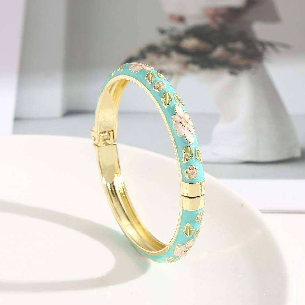 Zinc Zinc Alloy Material Enamel Bracelet Ethnic Floral Motifs Cloisonne Bracelet Gift Giving