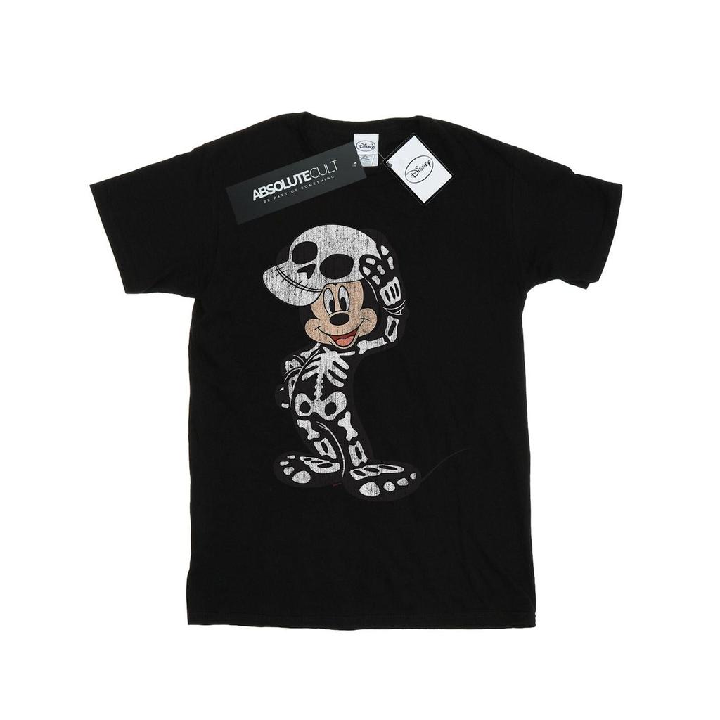 Disney Womens/Ladies Mickey Mouse Skeleton Cotton Boyfriend T-Shirt