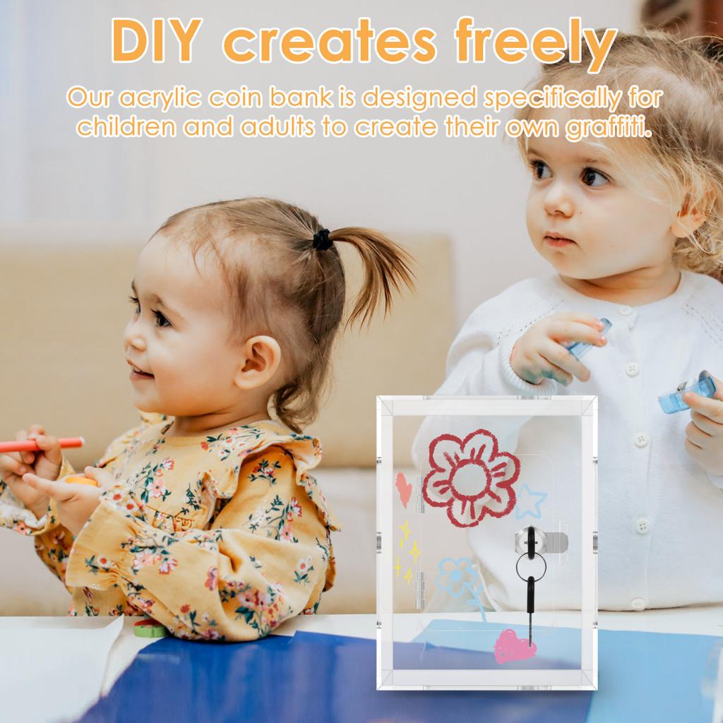 Акриловая прозрачная копилка для взрослых, большая емкость для сбережений денег, банка для сбережений наличных с ключом, прочная прозрачная копилка