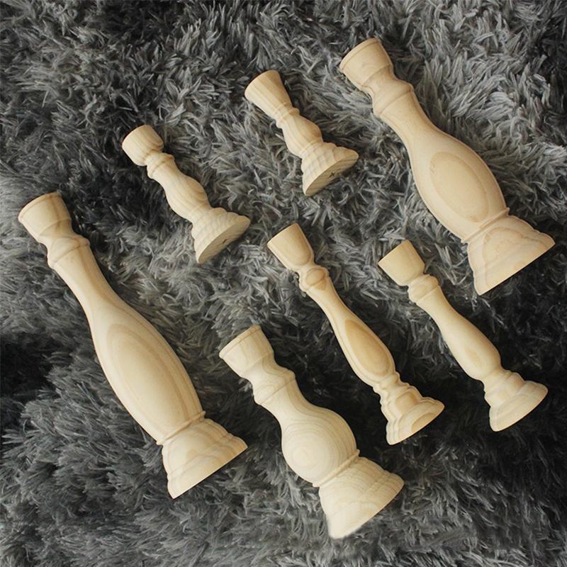 7 Styles Wedding Decorations Wood Candlestick Holder Unpainted Wood Classic Craft Candle Holders