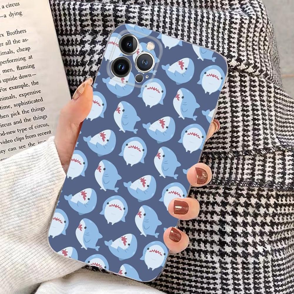 kawaii shark Phone Case For iPhone 15 14 11 12 13 Mini Pro XS Max Cover 6 7 8 Plus X XR SE 2020 Funda Shell